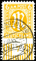 5501 6 Pfg AM-Post, Deutscher Druck, Type BZ, Unten Ungezähnt Mit Unterrand, Sauber Rundgestempelt "RENDSBURG 12.10.45", - Other & Unclassified
