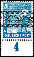 5536 20 Pfg Arbeiter Mit Bandaufdruck Grünlichblau Mit Unterrand Und RZ, Tadellos Postfrisch, Gepr. ArGe, Mi. 200.-, Kat - Sonstige & Ohne Zuordnung