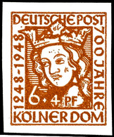 5596 6+4 Pf. Kölner Dom, Probedruck Ohne Gummierung, Tadellos, Fotoattest Salomon BPP, Mi. 500,-, Katalog: 69P (*) - Other & Unclassified