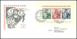 5615 Blockausgabe Exportmesse Mit Sonderstempel "HANNOVER EXPORTMESSE 24.4.49" Auf Schmuck-Brief Nach Hamburg, Tadellos, - Sonstige & Ohne Zuordnung