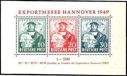 5622 Blockausgabe "Export Messe Hannover 1949", B-Farbe, Im Blockrand Große Gummifreie Stelle,  Gepr. Salomon BPP, Mi. F - Sonstige & Ohne Zuordnung