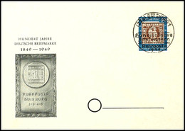5633 "100 Jahre Dt. Briefmarke" Kpl. Auf Drei Schmuck-Kuverts Der "Ruhrposta 1949" Mit Je Zentr. Sonderstpl. Zu Diesem A - Andere & Zonder Classificatie