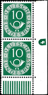 5646 10 Pfg Posthorn, Senkrechtes Paar Mit Rechter Unterer Bogenecke Und Druckerzeichen "4" Neg. (Type 2a), Im Unterrand - Autres & Non Classés