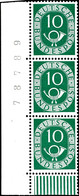 5647 10 Pfg Posthorn, Senkrechter 3er-Streifen Mit Linker Unterer Bogenecke Und Bogenlaufnummer "78789", Tadellos Postfr - Other & Unclassified