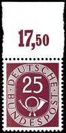 5651 25 Pfg Posthorn Mit Oberrand, Tadellos Postfrisch, Kabinett, Gepr. Schlegel BPP, Mi. Ca. 150.-, Katalog: 131OR ** - Other & Unclassified