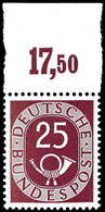 5651 25 Pfg Posthorn Mit Oberrand, Tadellos Postfrisch, Kabinett, Gepr. Schlegel BPP, Mi. Ca. 150.-, Katalog: 131OR ** - Andere & Zonder Classificatie