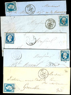 5768 20 C. Blau, Napoleon III., 6 Briefe Verschiedener Orte, Durchwegs Voll- Bis Breitrandig, Teils Versch. Farbnuancen, - Other & Unclassified