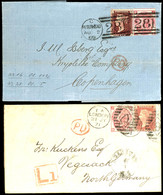 5783 1869, Zwei Dekorative Auslandsbriefe Je Mit Mi.-Nr. 16 Und 28 Mit Dekorativen Stempeln Adressiert Nach Vegesack Und - Other & Unclassified