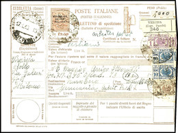 5788 1945, 12,50 L. Ganzsachen-Paketkarte Mit Aufdruck "REPUBLICA SOCIALE ITALIANA" Und Zufrankatur Gebraucht Aus VERONA - Other & Unclassified