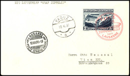 5808 1 Und 2 Fr. Zeppelin Mit Rotem Sonderstempel "VADUZ / JUNI 1931 / ZEPPELIN-POST" Je Auf Zeppelin-Karte Und -Brief N - Liechtenstein