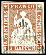 5894 5 Rp. Strubel Gelbbraun, Münchener Druck, Randlinien Unregelmäßig Gedruckt, Saubere Raute, Allseits Weissrandig, Fo - Other & Unclassified