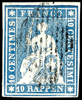 5904 10 Rp. Strubel Blau, Münchener Druck, Saubere Klare Raute, Allseits Weissrandig, Befund Urs Hermann SBPV: "fehlerfr - Sonstige & Ohne Zuordnung