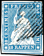 5912 10 Rp. Strubel Preußischblau, Münchener Druck, Saubere Klare Raute, Allseits Weissrandig, Fotoattest Urs Hermann SB - Sonstige & Ohne Zuordnung