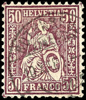 5935 50 Rp. Sitzende Helvetia Lila, Faserpapier, Rückdatierter Stempel ROZHKREUZ 10 XII 81, Fotoattest Urs Hermann SBPV, - Other & Unclassified