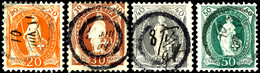 5939 20, 30, 40 Und 50 Rp. Stehende Helvatia, Je Mit Doppelring-Paketstempel Mit Handschr. Datum, 30 Und 40 Rp. Gez. 11  - Autres & Non Classés