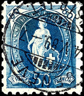 5944 50 C. Blau, Gezähnt 93/4 : 9 1/4, Gest. "GENEVE 4.V.89", Tadellos, Fotobefund Marchand, Mi. 380.-, Katalog: 62XB O - Andere & Zonder Classificatie