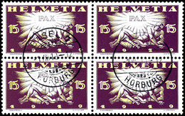 5979 1919, 7 1/2 - 15c. Friedensvertrag, 4-er Blocks Mit Ersttagsstempel "BASEL/HORBURG 1.VIII.19", Signiert Lininger, K - Other & Unclassified