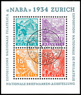 5989 1934, NABA - Block Mit Ausstellungsstempel " ZURICH 6.x.34", Tadellos, Fotobefund Marchand, Mi. 750.-, Katalog: Bl. - Sonstige & Ohne Zuordnung