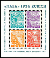 5990 1934, Blockausgabe Nationale Briefmarkenausstellung Zürich, Tadellos Postfrisch, Gepr. Marchand BPP, Mi. 800.-, Kat - Other & Unclassified