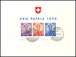 5993 Block-Ausgabe "Pro Patria 1936", Sauber Rundgestempelt "ZÜRICH 1 BRIEFANNAHME I. XI.36", Mi. 250.-, Katalog: Bl.2 B - Sonstige & Ohne Zuordnung