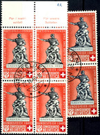 5997 20c. Pro Patria In Beiden Farben, Je Zentrisch Gest., 4-er Block, Katalog: 366a,b O - Andere & Zonder Classificatie