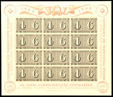 6008 1943, Blockausgabe 100 Jahre Schweizer Briefmarken, Tadellos Postfrisch, Mi. 110.-, Katalog: Bl.9 ** - Sonstige & Ohne Zuordnung