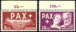 6016 5 C. - 10 Fr. PAX, 13 Werte Komplett, Dabei Die 3 Bis 10 Fr. Mit Oberrändern Und RWZ, Tadellos Postfrisch, Unsignie - Other & Unclassified