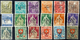 6031 1935, 3c - 2 Fr. Mit Kreuzdurchlochung, Komplett Gest., 3, 15 Und 35c. Sign. Marchand, Mi. 600.-, Katalog: 1/18 O - Dienstzegels