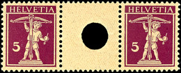 6040 1927, 5C. Tellknabe + Z Mit Kleinem Loch + 5C. Tellknabe, Waagerechter Zusammendruck, Postfrisch, Mi. 600.-, Katalo - Zusammendrucke