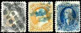 6119 1861, 1 - 90 C. Präsidenten Mit Waffeleinpressung, 10 Werte Komplett , Gestempelt, Teils Kleine Mängel, 1 Und 15 C. - Other & Unclassified
