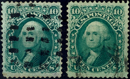 6120 10 C. Washington, Waffeltype VI Und VII, Je In üblicher Zähnung, Gestempelt, Mi. 460,-, Katalog: 20IIW O - Andere & Zonder Classificatie