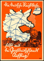 6148 Eisenbahn: Motivkarte "Die Deutsche Reichsbahn Hilft Mit Bei Großdeutschlands Aufstieg!" - Im Hintergrund Streckenn - Autres & Non Classés