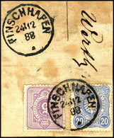 6307 5 Pfg Ziffer Im Oval Und 20 Pfg Reichsadler, Stempel FINSCHHAFEN 24/12 88, Auf Leinenbrief-Ausschnitt. Das Briefstü - German New Guinea