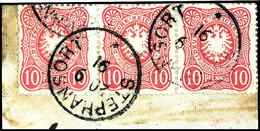 6309 10 Pfg Reichadler Im Oval (Dreierstreifen), Stempel STEPHANSORT 20 9 91, Auf Briefstück. Die Linke Marke Hat Einige - Nouvelle-Guinée