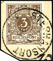 6313 3 Pfg Krone/Adler, Stempel STEPHANSORT 11/1 98, Katalog: V45 BS - Deutsch-Neuguinea