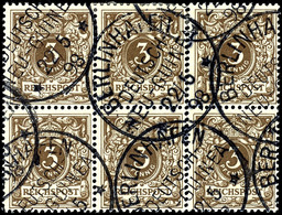 6314 3 Pfg Krone/Adler (Sechserblock), Stempel STEPHANSORT DNG 22/5 98, Attraktives Stück, Katalog: V45(6) O - German New Guinea