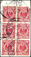 6320 10 Pfg Krone/Adler (Sechserblock), Stempel BERLINHAFEN DNG 22/5 98 - (Gefälligkeits-Entwertung Vom ERSTTAG) Auf Bri - Deutsch-Neuguinea