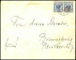 6323 20 Pfg Krone/Adler (2) Auf Brief, Stempel FRIEDRICH-WILHELMSHAFEN 4 8 95, Nach Braunschweig. Eine Marke Ist Fleckig - Deutsch-Neuguinea