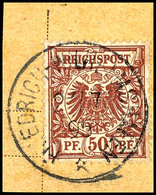 6338 50 Pfg Krone/Adler, Stempel FRIEDRICH-WILHELMSHAFEN 2/7 95, Auf Briefstück, Signiert Mansfeld, Katalog: V50d BS - German New Guinea