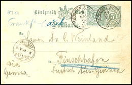 6340 Incoming Mail: 1890, Ganzsachenkarte Württemberg 5 Pfg Mit Zusatzfrankatur 5 Pfg Ab Tübingen An Dr. Carl Weinhard I - Nouvelle-Guinée