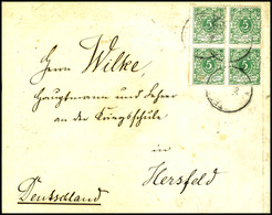 6348 5 Pfg Krone/Adler (Viererblock) Auf Brief, Stempel STEPHANSORT -/2 98 (Stempel Undeutlich Abgeschlagen), Nach Hersf - Sonstige & Ohne Zuordnung