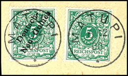 6349 5 Pfg Krone/Adler Und 5 Pfg Krone/Adler Mit Aufdruck, Stempel MATUPI 6/12 00, Als Mischfrankatur Auf Briefstück, Ka - Other & Unclassified