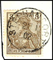 6361 3 Pfg Germania "Reichspost", Stempel STEPHANSORT 21/1 02, Auf Briefstück. "Später" Mitläufer (DR MiNr. 54), Katalog - Other & Unclassified