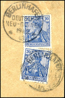 6365 20 Pfg DR Germania Reichspost (2), Stempel BERLINHAFEN DNG 19 2 01, Auf Briefstück. "Später" Mitläufer (DR MiNr. 57 - Sonstige & Ohne Zuordnung