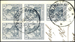 6366 2 Pfg DR Germania (Fünferblock, Eine Marke Kleiner Eckfehler), Stempel BERLINHAFEN DNG 14 12 02, Auf Briefstück. "S - Other & Unclassified