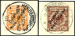 6373 3 Bis 50 Pf. Krone/Adler, 6 Werte Kpl. Je Auf Briefstück, Klar Gest HERBERTEHÖHE, 10 Pf. Gepr. Jäschke-L., 25 Pf. D - German New Guinea