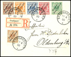 6376 3 Bis 50 Pf. Krone/Adler, 6 Werte, Dabei 3 Pf. Hellockerbraun Und 25 Pf. Dunkelorange, Auf R-Brief Von STEPHANSORT  - Deutsch-Neuguinea