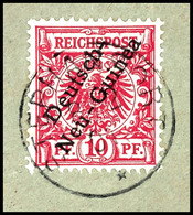 6388 10 Pf. Krone/Adler Lilarot Auf Briefstück, Ideal Klar Und Zentr. Gest. STEPHANSORT 8/2 01, Gepr.Jäschke-L. BPP, Mi. - Duits-Nieuw-Guinea