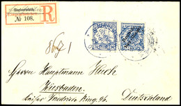 6392 20 Pfg Krone/Adler Mit Aufdruck In Mischfrankatur Mit 20 Pfg Kaiseryacht Auf Einschreibebrief, Blauer Stempel HERBE - Deutsch-Neuguinea