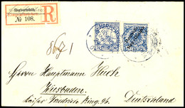 6392 20 Pfg Krone/Adler Mit Aufdruck In Mischfrankatur Mit 20 Pfg Kaiseryacht Auf Einschreibebrief, Blauer Stempel HERBE - German New Guinea
